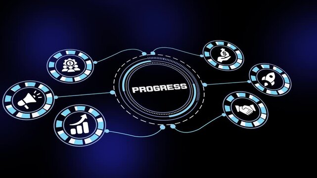 Progress concept with business development systems, workflow analytics monitoring and modern corporate visualization design.