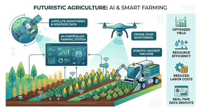 Futuristic agriculture technology smart farming.