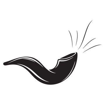 Shofar horn vector illustration with sound waves for Rosh Hashanah and Yom Kippur Jewish holiday celebration