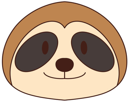 Cute brown sloth head face cartoon