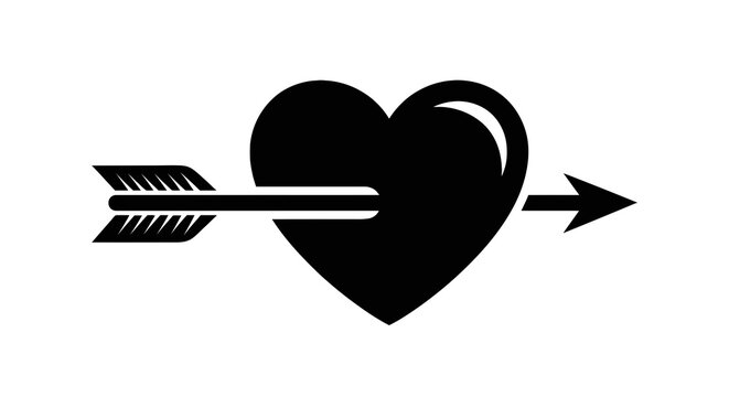 Black heart pierced by arrow symbol.