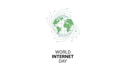 A stylized globe illustration representing World Internet Day with digital connectivity lines. © Shal_Kafa_Alfattah