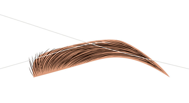 Close-up of eyebrow threading technique with taut string against a white background, highlighting precision and detail in grooming