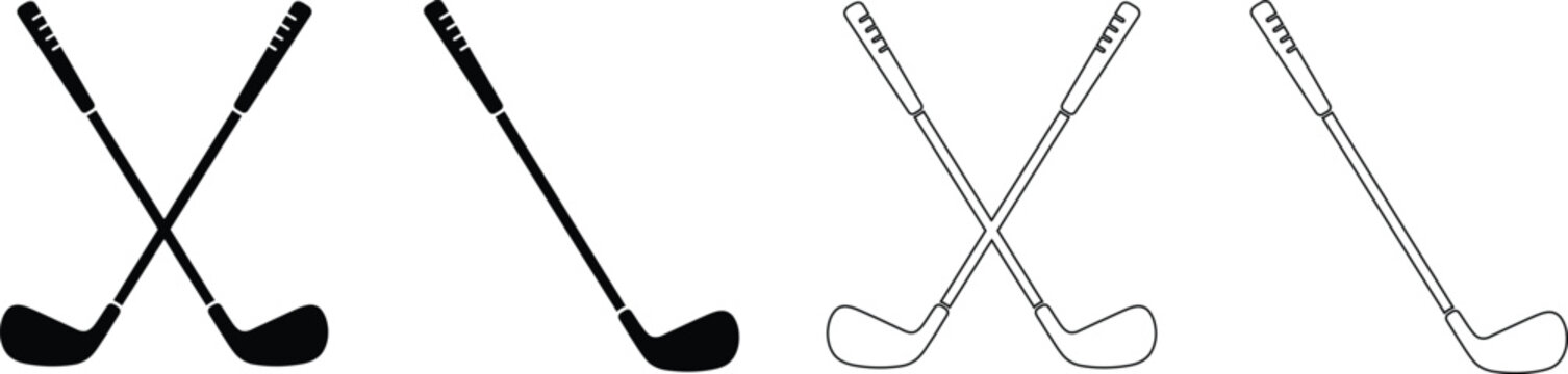 Arrangement of golf clubs vector illustration with red green and blue accents