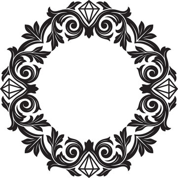 Baroque circular frame with acanthus leaves and diamond shapes for elegant classic vector.