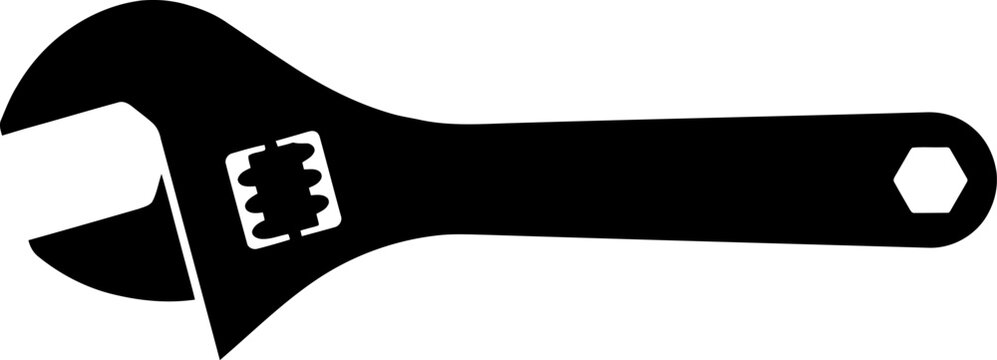 Adjustable wrench icon, monkey wrench tool symbol, vector illustration