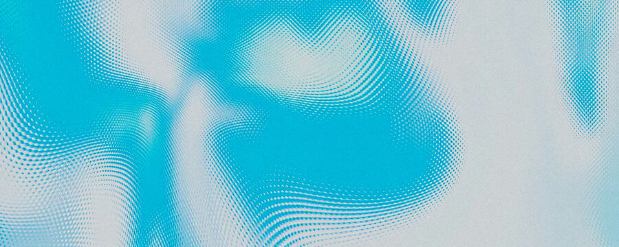 Vibrant blue and white abstract background with wavy dotted lines and gradient texture