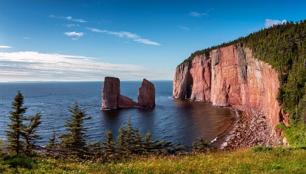 dramatic cliffs and coastal scenery of perce rock quebec