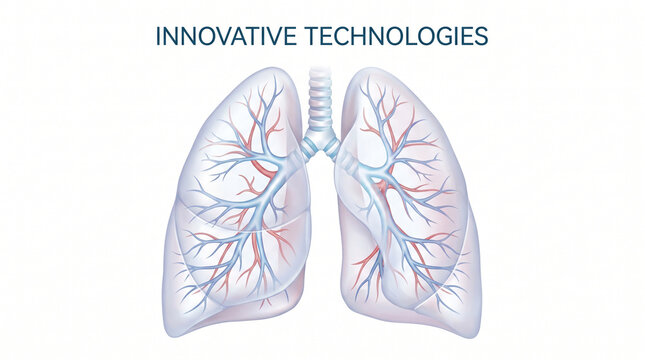 Human lungs with trachea and bronchi illustration