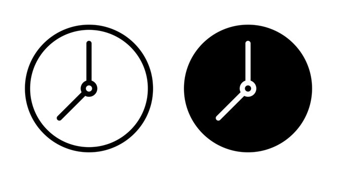 Clock seven icon filled flat and line versions