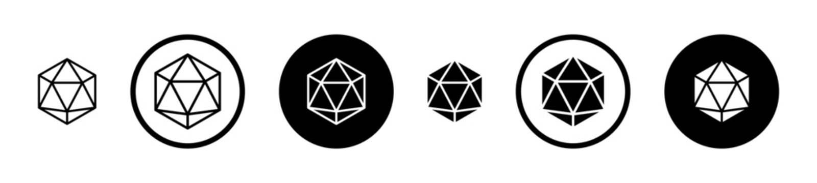 Dice d20 icon filled flat and line versions