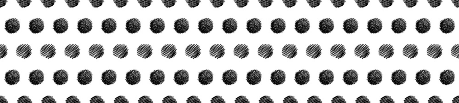 Seamless pattern with hand drawn ink rings and chaotic circle strokes