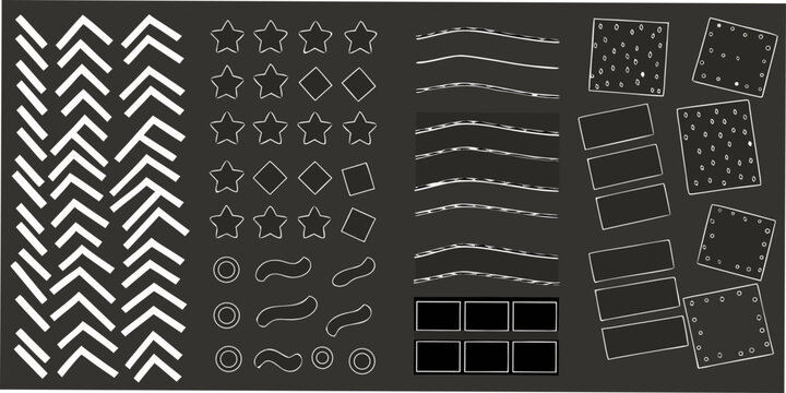 Geometric shapes and lines white vector illustration on dark background