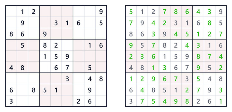 Sudoku puzzle game showing completed and empty grids for players  