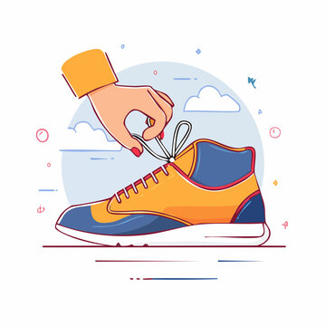 Hand Tying Shoelaces on a Sneaker