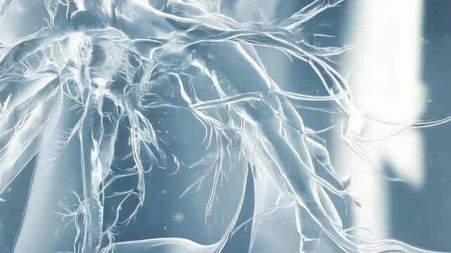 3D illustration of human lungs and respiratory system on abstract background