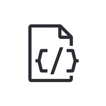 Coding document icon with programming curly brackets