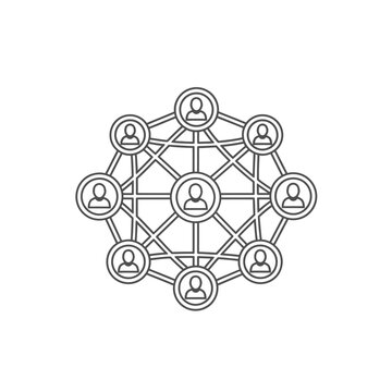 Complex web of interconnected human profile icons.