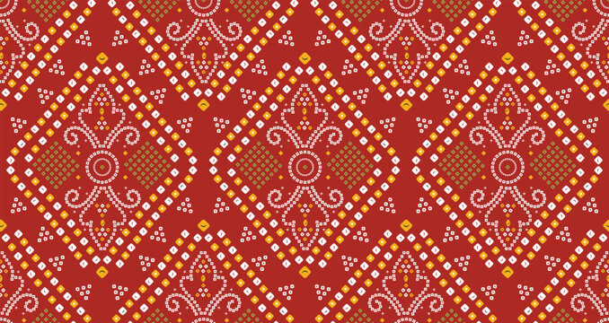 Traditional Red Dotted Bandhej Textile Vector Background for Indian Wedding and Festival
