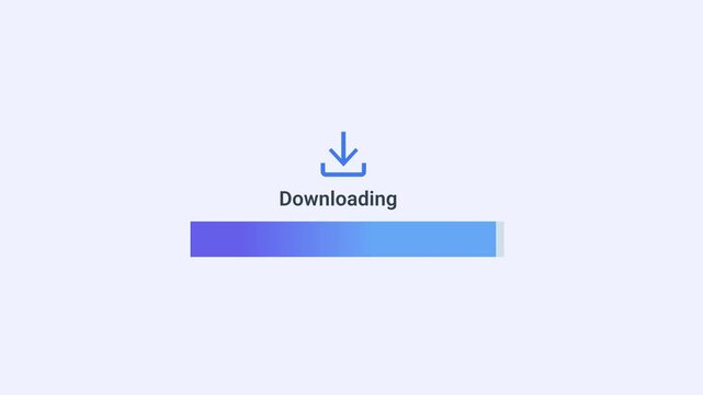 Minimal downloading animation with download icon and progress bar, showing digital file transfer workflow in a clean interface.