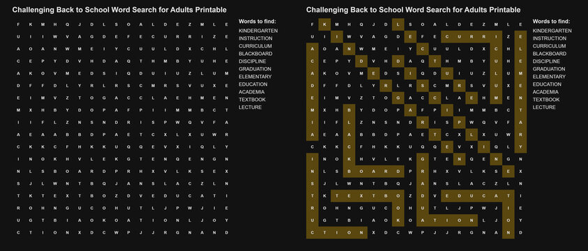Challenging KDP Interior Word Search for Adults Puzzle  
