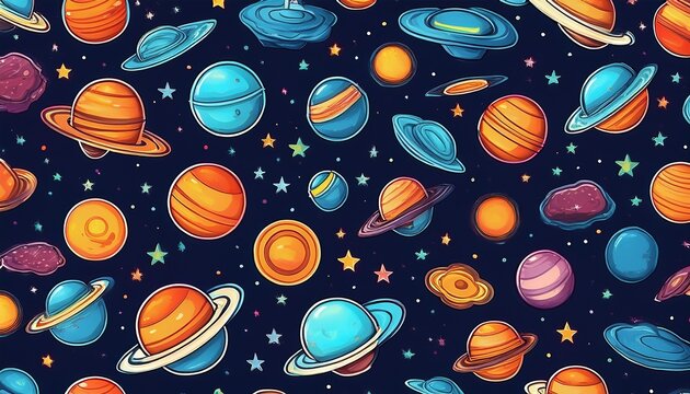 cute outer space seamless background pattern