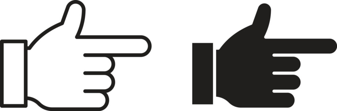 Pointing hand icon collection. Minimal icon and symbol