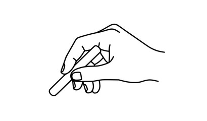 Hand holding chalk outline vector icon for education and teaching © MstKamrun