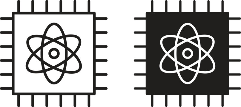 Quantum computing icon collection. Minimal icon and symbol