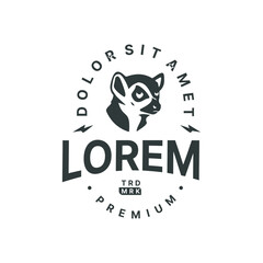 Retro Bold Lemur Head Portrait Premium Logo Design Template © Ayana