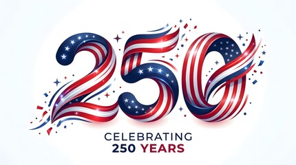Obraz premium 250th anniversary celebration with patriotic american flag design
