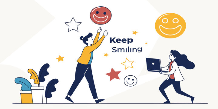 Keep smiling flat illustration concept for world smile day.