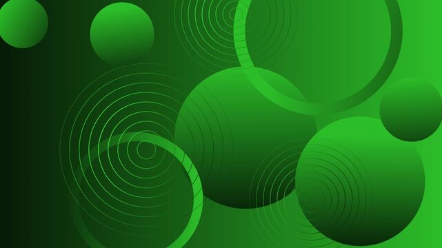 Abstract background with overlapping gradient spheres and concentric circular lines animation