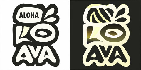 Aloha Typography Retro Style Vector Illustration With Black And White Versions © Tusar