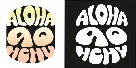 Aloha Typography Retro Seventies Style Vector Illustration With Curved Letterforms © Tusar