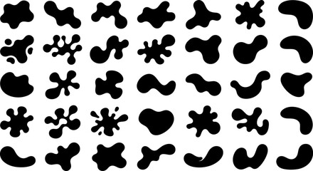 Fototapeta premium Abstract Organic Shapes Set. blobs fluid forms graphic design elements vector black shapes illustration