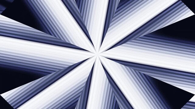 A graphic illustration showcases a blue and white radial striped pattern on a black background.