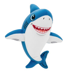 Naklejka premium A cheerful cartoon shark character with a wide grin and friendly expression