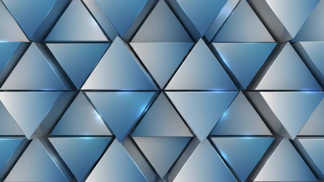 Abstract futuristic geometric blue triangle wall pattern seamless loop for background or wallpaper