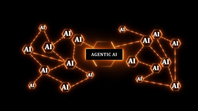 Agentic AI concept on futuristic glowing circuit technology background concept autonomous artificial intelligence and advanced digital systems.4k motion graphics video animation