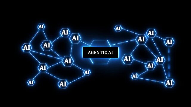 Agentic AI concept on futuristic glowing circuit technology background concept autonomous artificial intelligence and advanced digital systems.4k motion graphics video animation