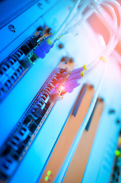 Network Cables Connected to Server Panel