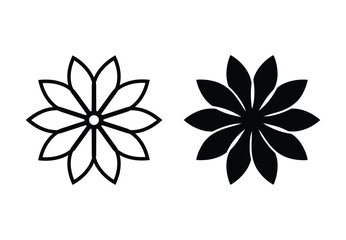 Fototapeta premium Flower icon illustration with black and white silhouette designs