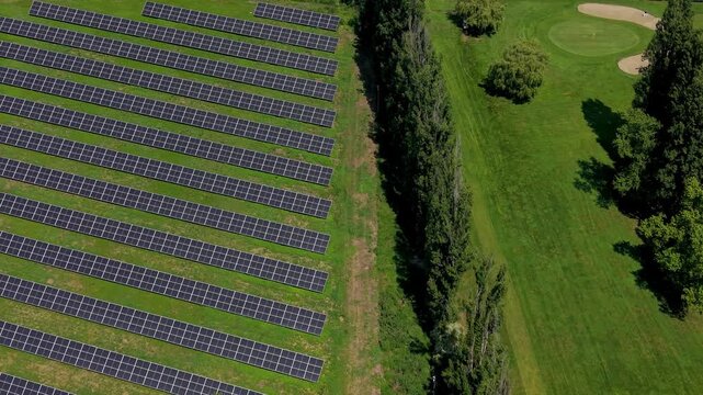 Solar farm adjacent to a golf course
