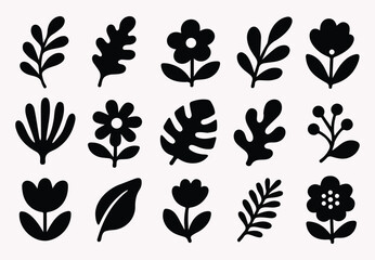 Stylish botanical leaf silhouette collection with abstract tropical foliage and organic plant shapes in minimalist black vector style. Perfect for branding packaging wall art textiles social media gra © Idee khan