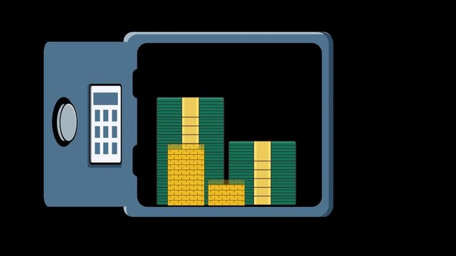 money security bank locker cash storage animation alpha channel