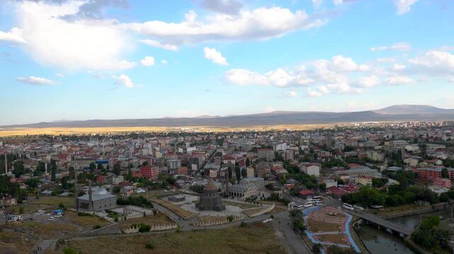 Panoramic cityscape of Kars, Turkey
