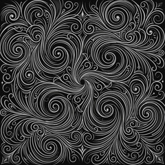 Obraz premium Abstract Black and White Spiral Pattern Design in Monochrome Swirl Texture