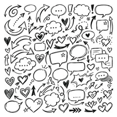 Fototapeta premium Doodle social media icons and symbols in black and white