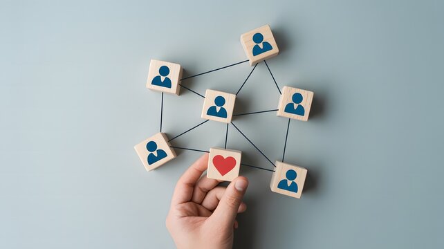 Fostering community and connection through human interaction and empathetic networking, symbolizing support and relationship building within a social structure